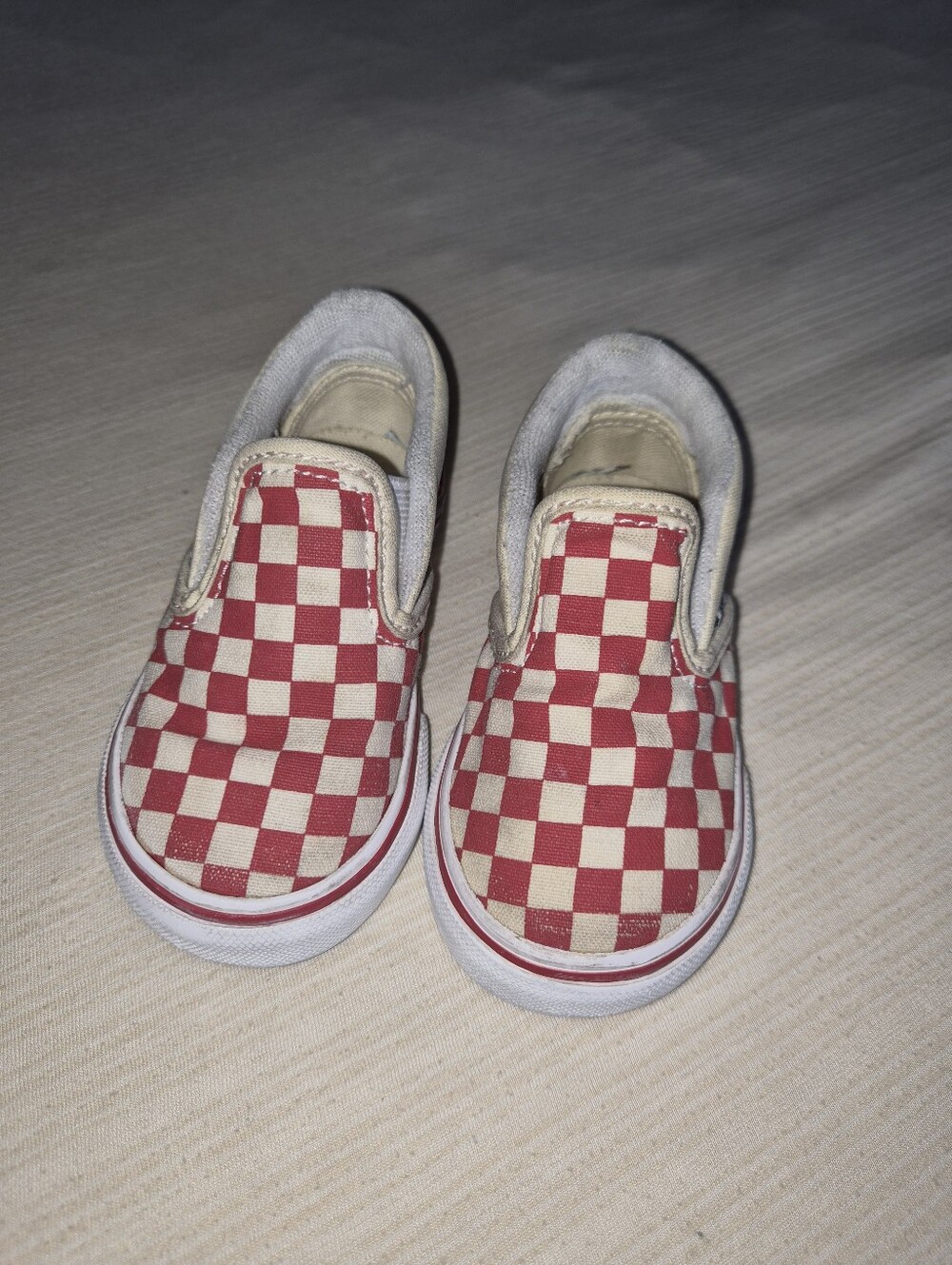 Vans Red Checkered Slip-On Shoes - Kids Size 5 - Good Condition